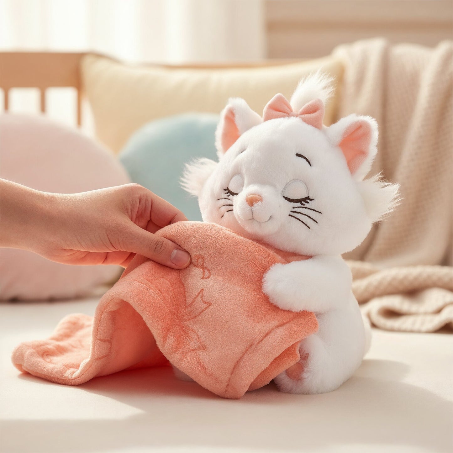 Marie Fashionable Cat Blanket with Bow Pattern Plush Toy - Blanket