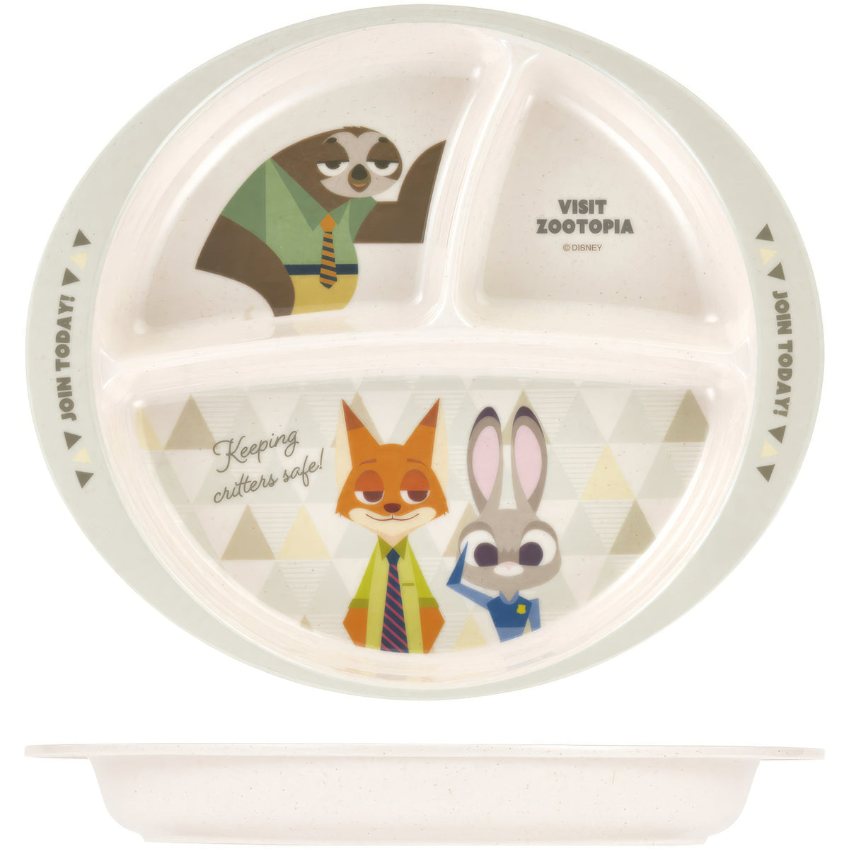 Zoomania Kinderteller mit Fächern 430 ml, Bambus-Melamin – Produktbild